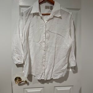 L.L. Bean White Casual Button Down Shirt Relaxed Fit